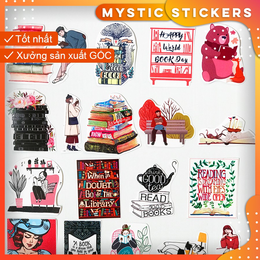 [SÁCH-BOOK] 19 Sticker chống nước/ trang trí,dán xe laptop mũ bảo hiểm vali...