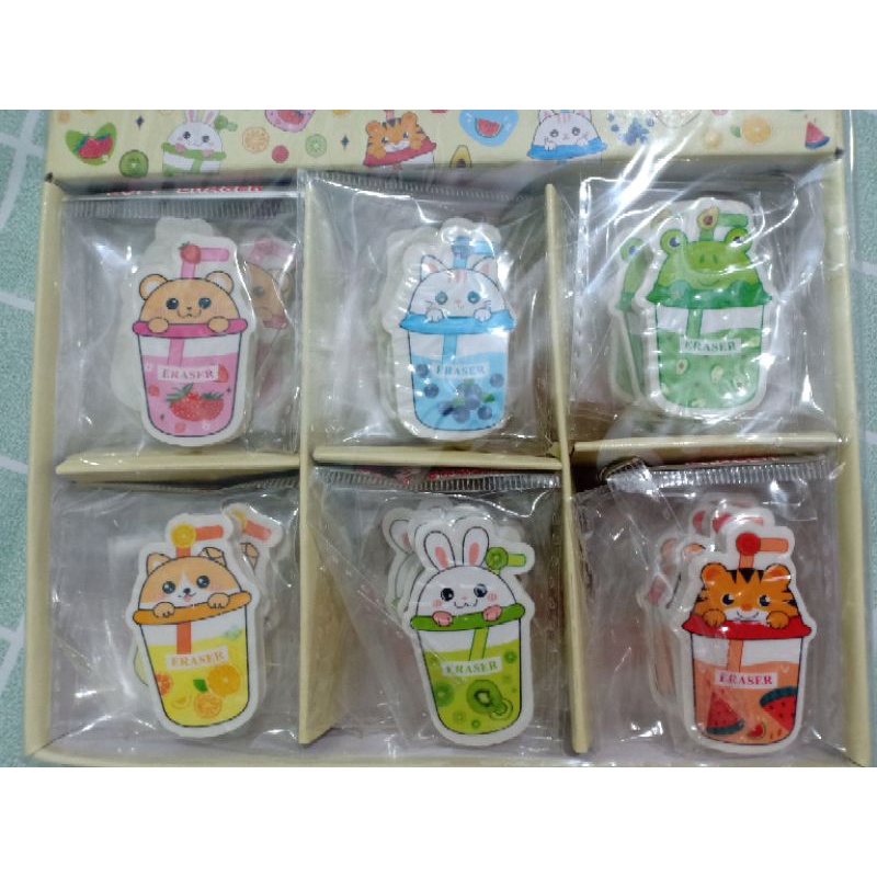 Gôm tẩy cốc trà sữa hình thú