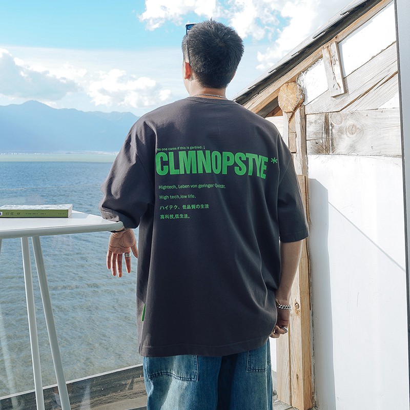 Áo thun tay lỡ unisex nam nữ phông form rộng CLMNOPSTYE teen cổ tròn oversize cotton giá rẻ màu đen trắng tee pull