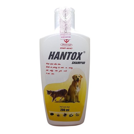 Sữa Tắm Trị Ve Rận Bọ Chét Cho Chó Mèo Hantox Shampoo Vàng 200ml - Long Vũ Pet Shop