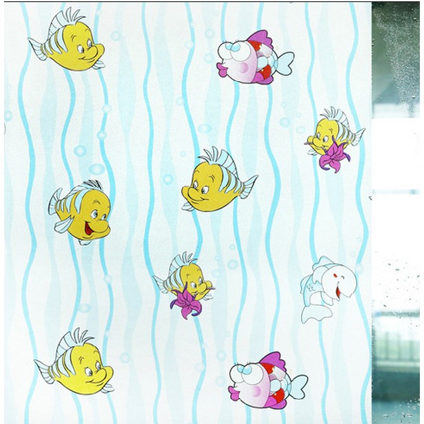 Decal dán kính cá vàng xinh xắn khổ 45cm keo sẵn
