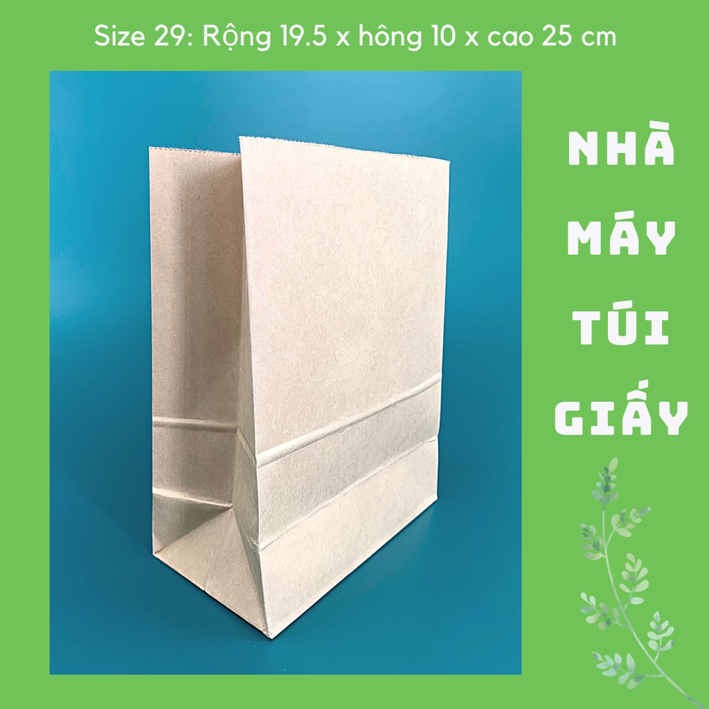 100 CHIẾC TÚI GIẤY KRAFT SIZE 29: 19.5x10x25 CM MÀU NÂU KHÔNG QUAI ( ẢNH THẬT)