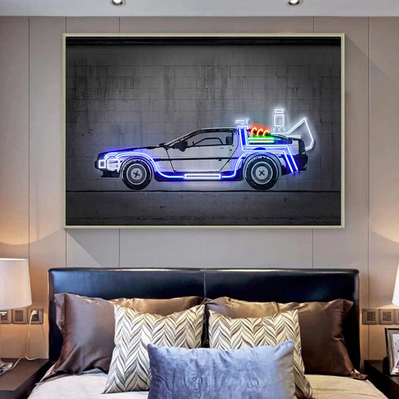 Tranh Treo Tường Neon In Hình Xe Hơi Thể Thao Cổ Điển Trang Trí Phòng Ngủ Cho Bé Trai