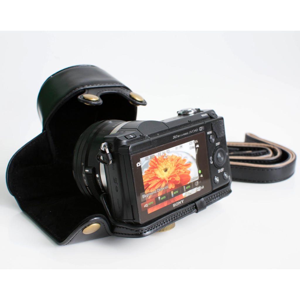 Dành cho hộp đựng máy ảnh Sony A5000 A5100 Vỏ bảo vệ bằng da Pu