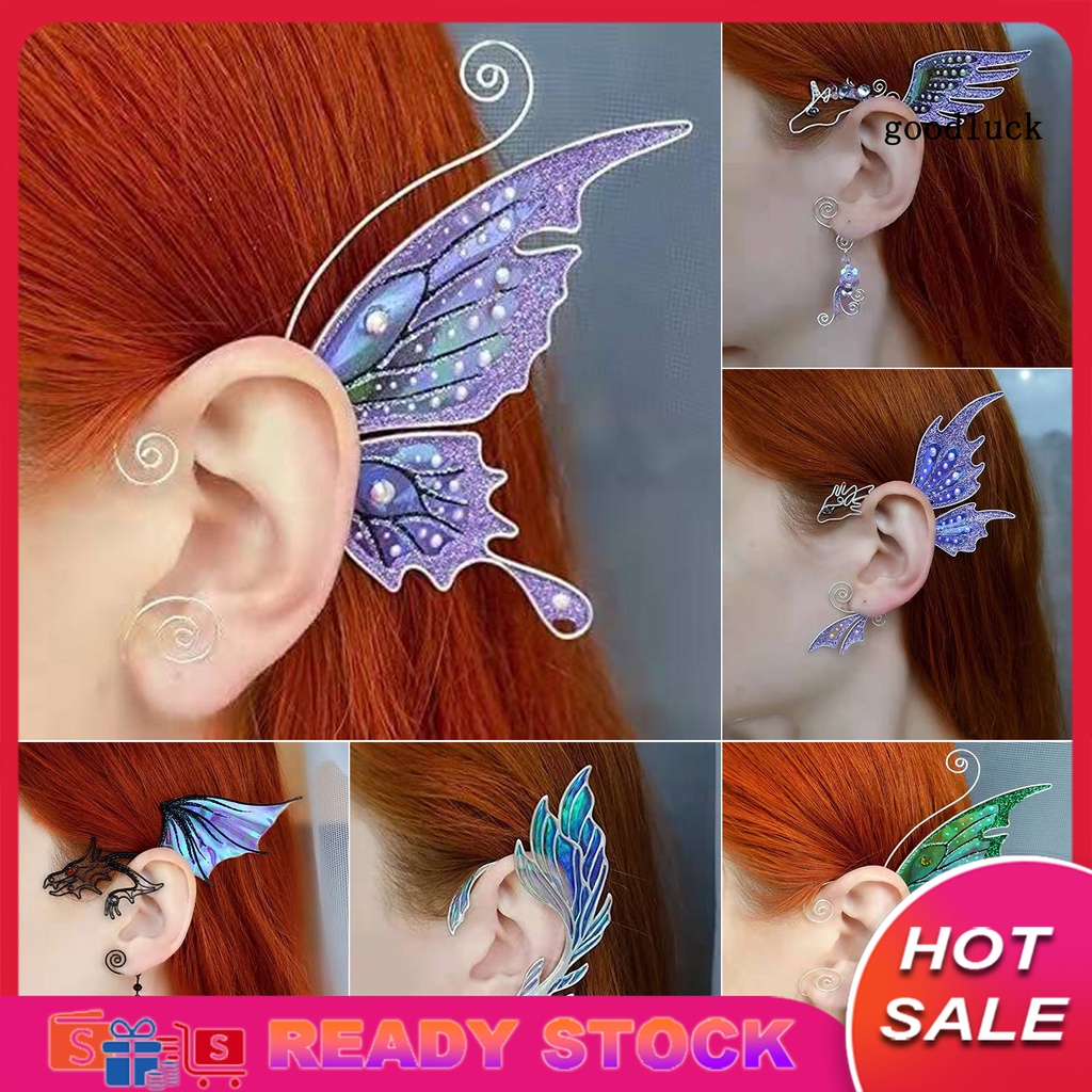 1 Khuyên Kẹp Vành Tai Hình Cánh Bướm Nhiều Màu Hóa Trang