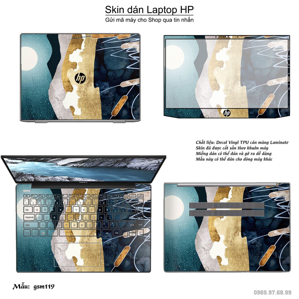Skin dán Laptop HP in hình sơn mài (inbox mã máy cho Shop)