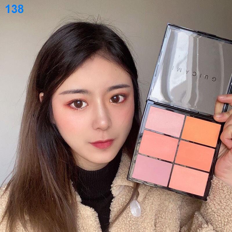 2021✱✣Chuyên gia trang điểm chọn tấm đánh má hồng sáu màu đỏ ròng mơ đào cà rốt rouge sửa chữa ba chiều mặt trời