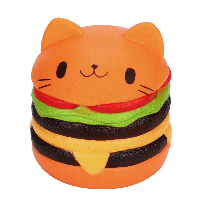 Đồ chơi xốp squishy giảm stress hình bánh hamburger mèo dễ thương cho bé
