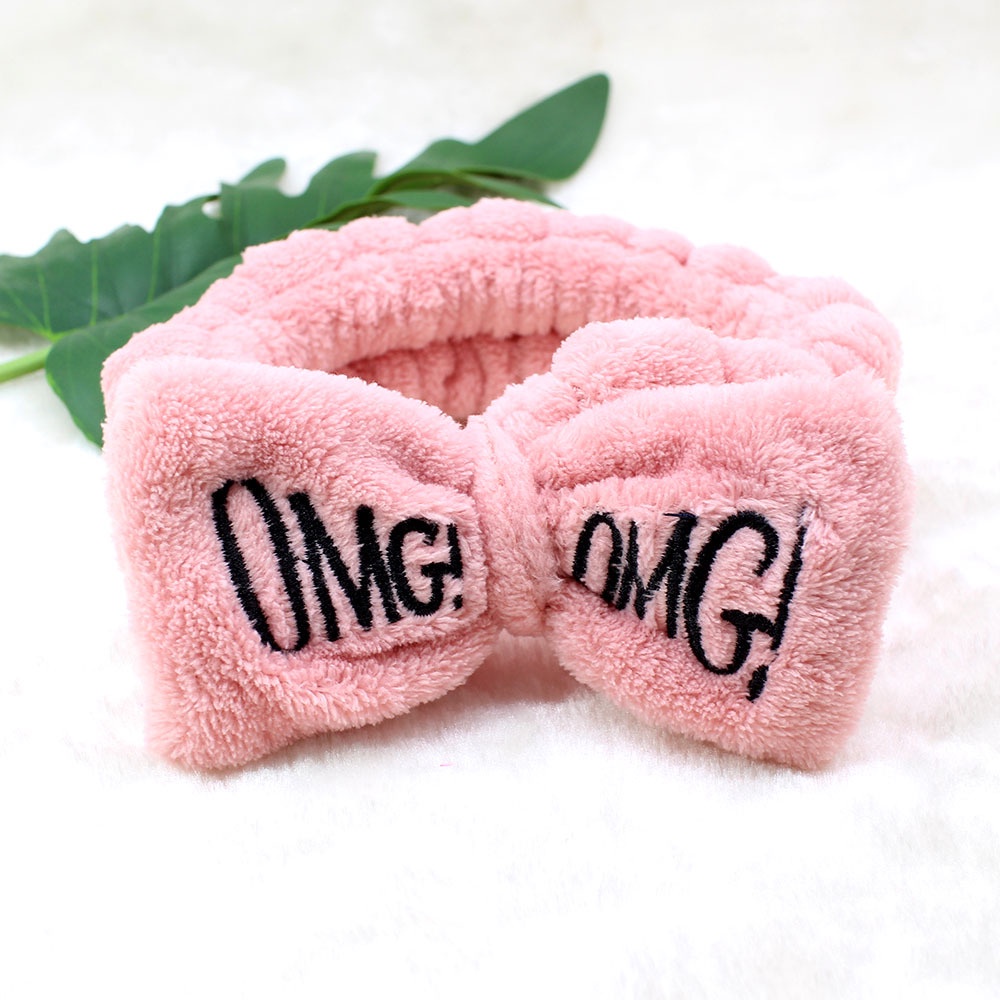 Băng đô vải nỉ thêu chữ dễ thương dành cho nữ rửa mặt
