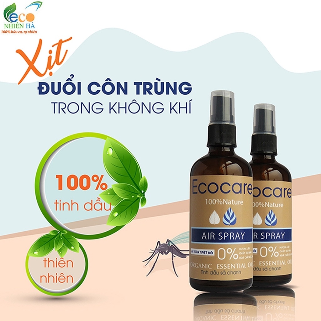 Tinh dầu đuổi muỗi ECOCARE 100ml, tinh dầu thiên nhiên xịt không khí, đuổi côn trùng