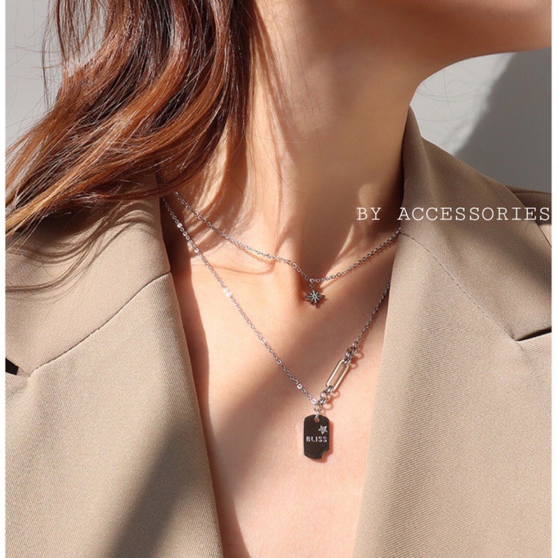 Set dây chuyền titan 2 tầng ngôi sao Bliss không gỉ