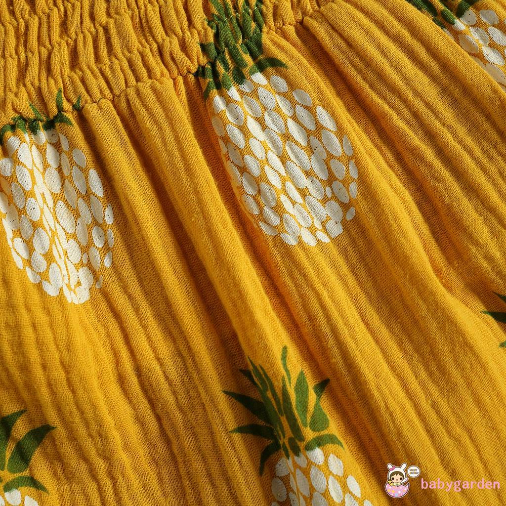 Áo Liền Quần Không Tay In Hình Quả Dứa / Hoa Xinh Xắn Đáng Yêu Cho Bé Gái