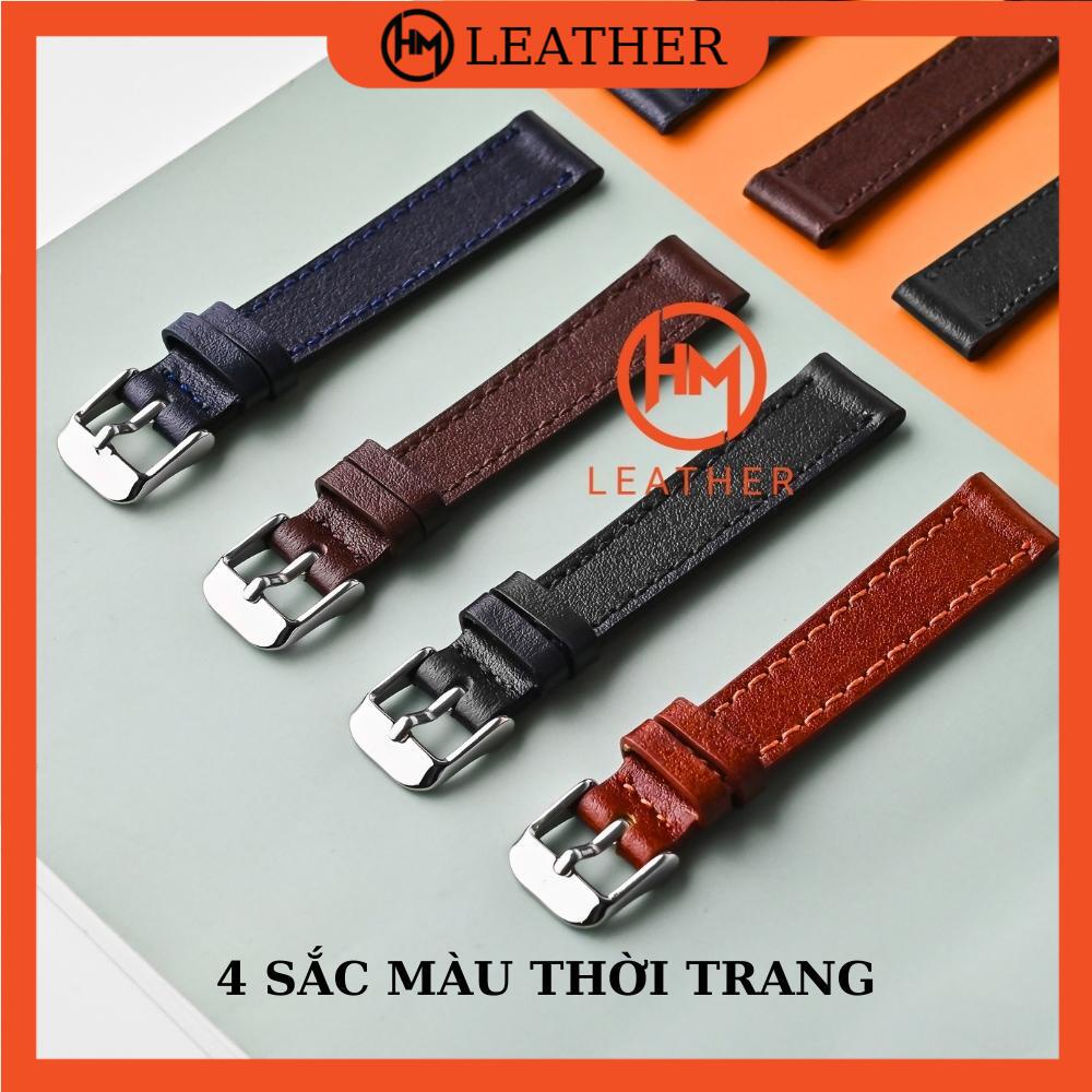 Dây đồng hồ da bò chống thấm nước - Đủ size 12/14/16/18/20/22/24 - Thương hiệu Hima Leather FLEXIBLE