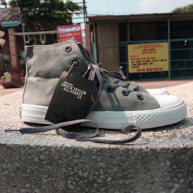 Giày Chuck 2 AllStar Cổ Cao Xám Nhạt Nữ