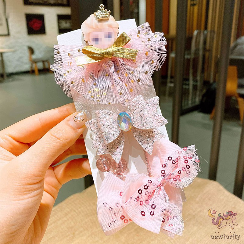 Set 3 Kẹp Tóc Hình Nơ Xinh Xắn Cho Bé Gái