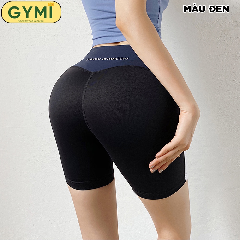 Quần tập gym yoga nữ GYMI QS12 dáng short lửng biker thể thao cạp cao chất thun poly cao cấp co giãn nâng mông