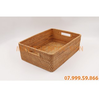 Khay mây xiên chữ nhật, đựng đồ, quần áo, giỏ quà sang trọng,