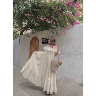 Váy đầm maxi bèo trễ vai 4 màu siêu xinh thải dáng đẹp 2 lớp XUKA DRESS DT008 có ảnh thật kèm video