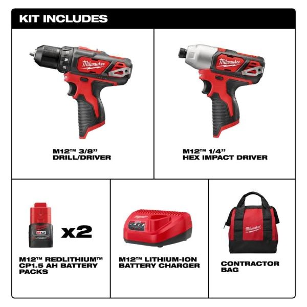 BN. Combo máy khoan và bắt vít Milwaukee M12 2494-22.