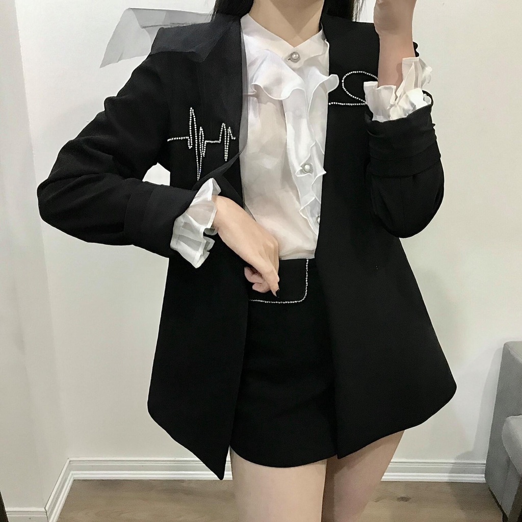 Áo vest Nữ Tay Dài Màu Đen By NKN Design - Be Love