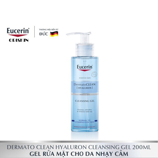 EUCERIN GEL RỬA MẶT DỊU NHẸ CHO DA NHẠY CẢM DERMATO CLEAN REFRESHING CLEANSING GEL 200ML