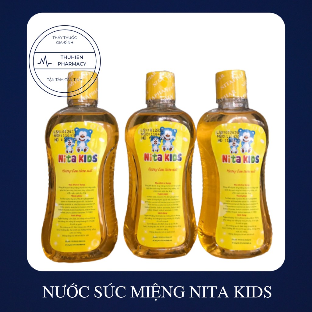 Nước súc miệng trẻ em NITA KIDS (không cay) làm sạch và thơm miệng (chai 250ml)