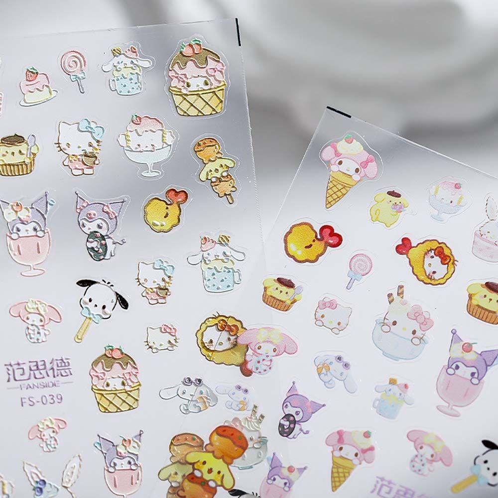 LILYES Miếng Dán Trang Trí Móng Tay Họa Tiết Hoạt Hình Mèo Kitty Thỏ Rạp Xiếc Gấu Hề Dễ Thương Cho