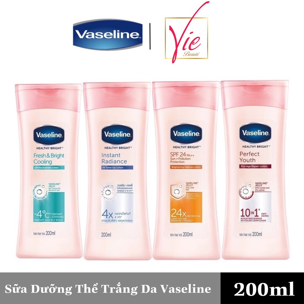 Sữa Dưỡng Thể Trắng Da Vaseline cấp ẩm dưỡng trắng 200ml