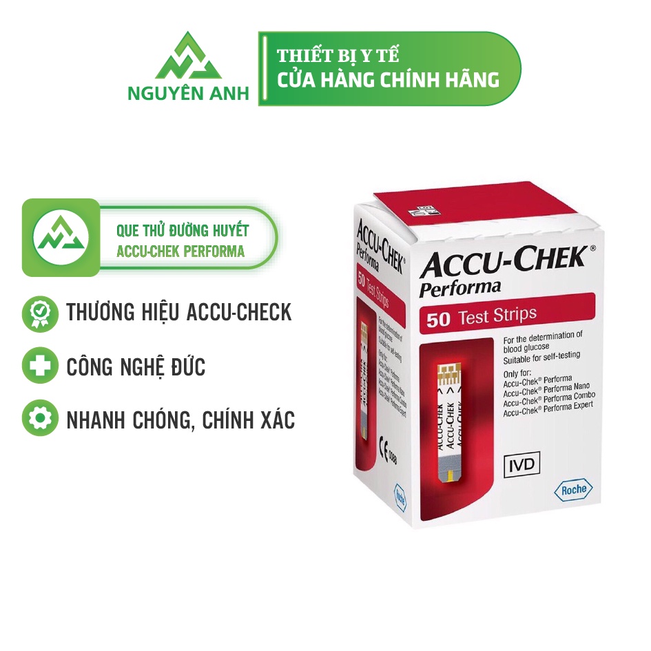 Que thử đường huyết Accu-Chek Performa độ chính xác 99% khi đo đường huyết (50 Que) - Y Tế Nguyên Anh