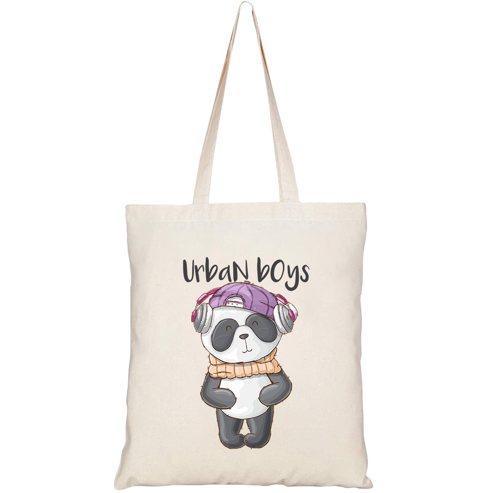 Túi vải tote canvas HTFashion in hình animal cute panda HT202