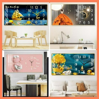 Tranh đồng hồ tráng gương pha lê UV cao cấp treo tường tặng kèm pin và đinh đa năng siêu đẹp giá rẻ