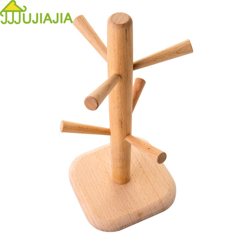 Giá đỡ JUJIAJIA bằng gỗ treo cốc nước thiết kế sáng tạo tiện dụng