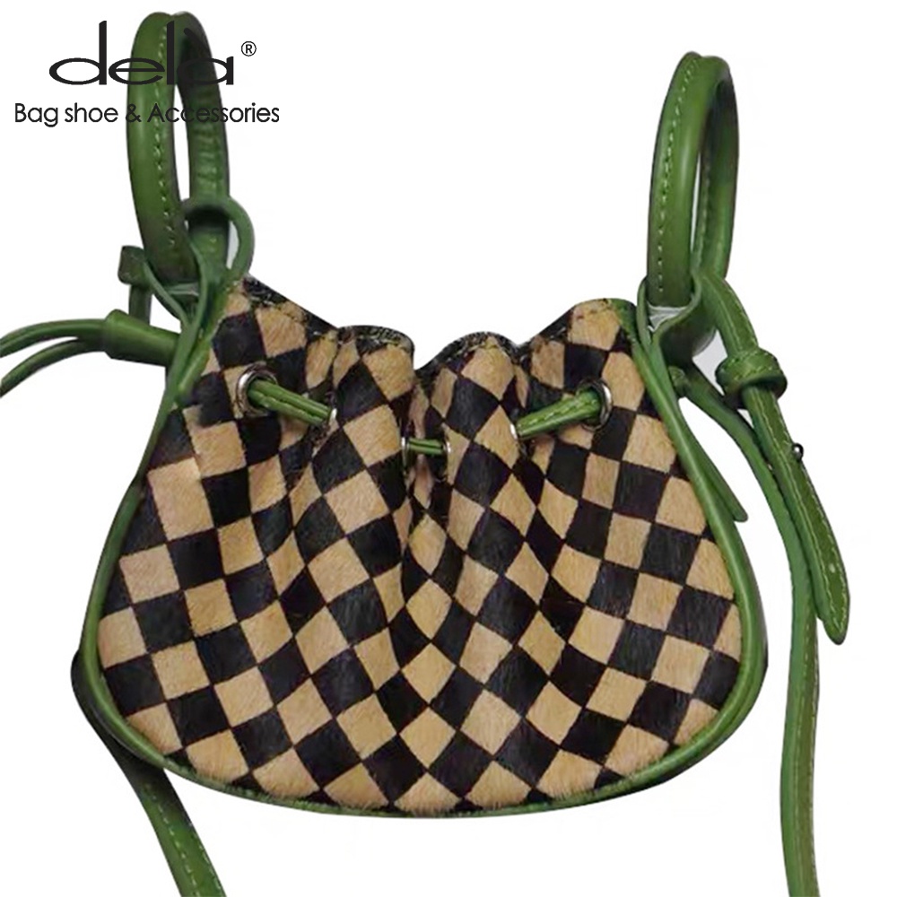 Dela Túi Đeo Chéo mini Họa Tiết Kẻ Sọc Thời Trang Thu Đông 2022 Mới Cho Nữ