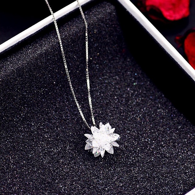 Dây chuyền nữ mạ bạc 925 hình bông tuyết 3d chính hãng trang sức bạc CINLA DC030