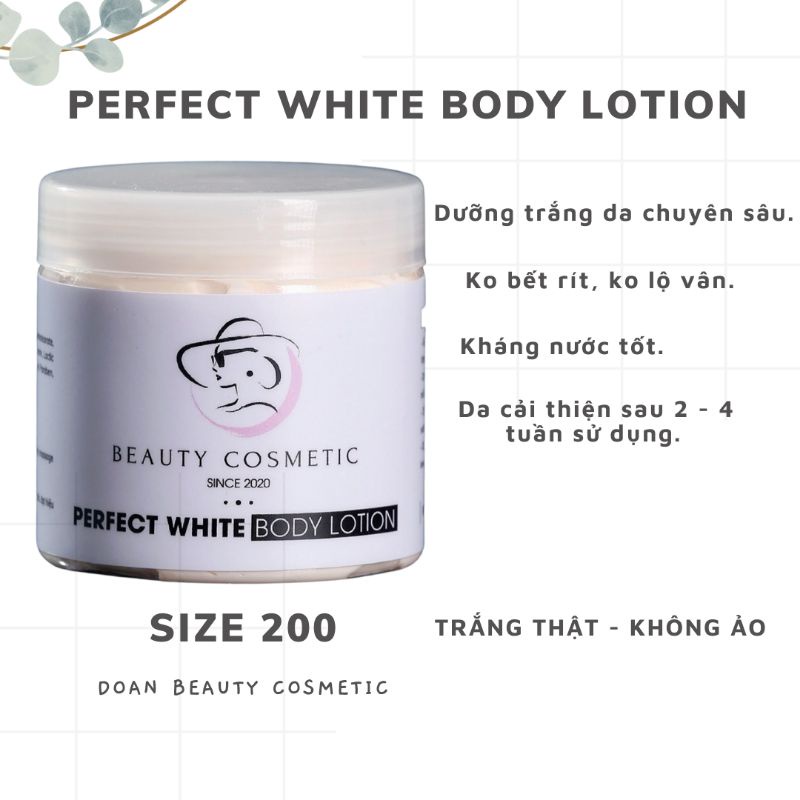 KEM DƯỠNG TRẮNG DA PERFECT WHITE BODY LOTION SIZE 200GR