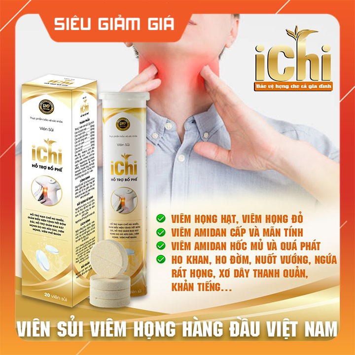 VIÊN SỦI ICHI ❤️ ❤️ Đánh bay ho rát, mất tiếng, viêm họng hạt, viêm amidan - Công nghệ Nhật Bản tuýp 20v