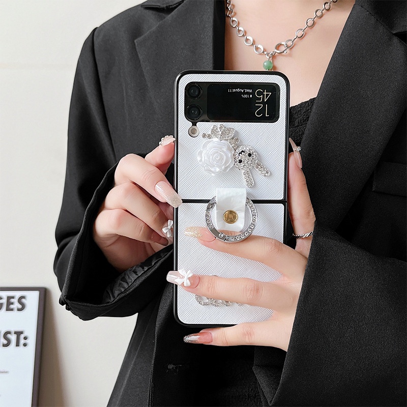 Bao Da Điện Thoại Chống Sốc Hình Gấu Đính Đá Cho samsung galaxy z flip 4 3 flip3 flip4 5g Ốp