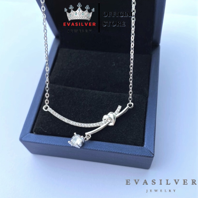 Dây chuyền bạc nữ mặt 2 thanh chéo găn đá thời trang, vòng cổ chất liệu chuẩn bạc ta nữ tính