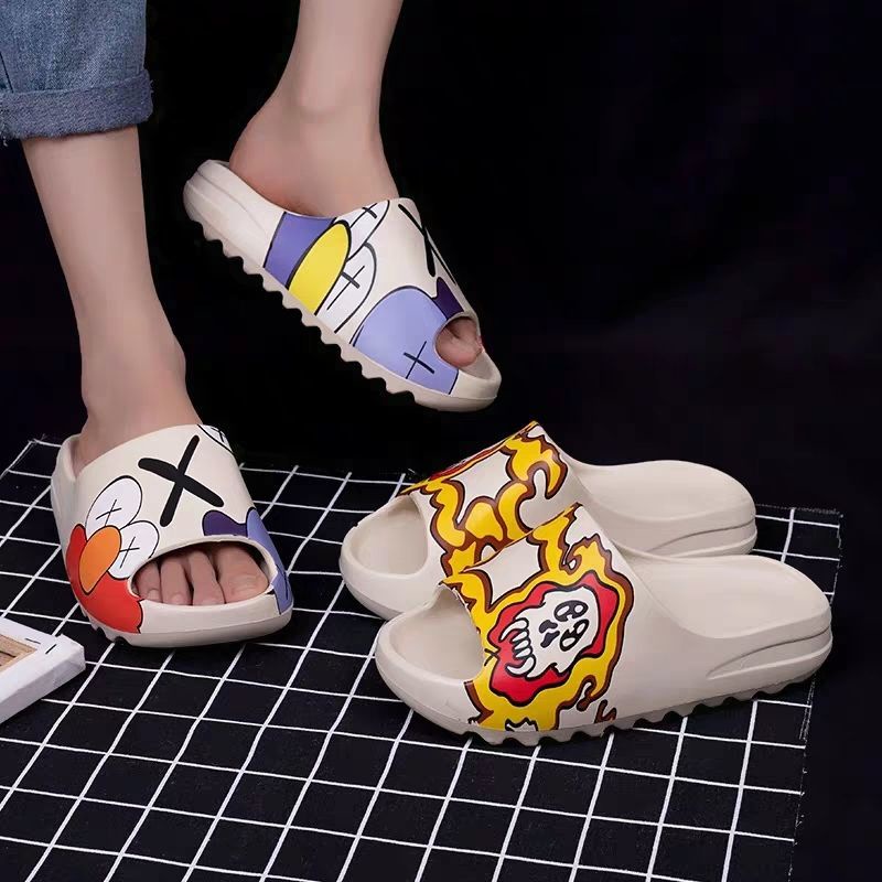 Dép Quai Ngang EVA In Họa Tiết Graffiti Phong Cách Thể Thao Thời Trang Đi Biển Cho Cặp Đôi