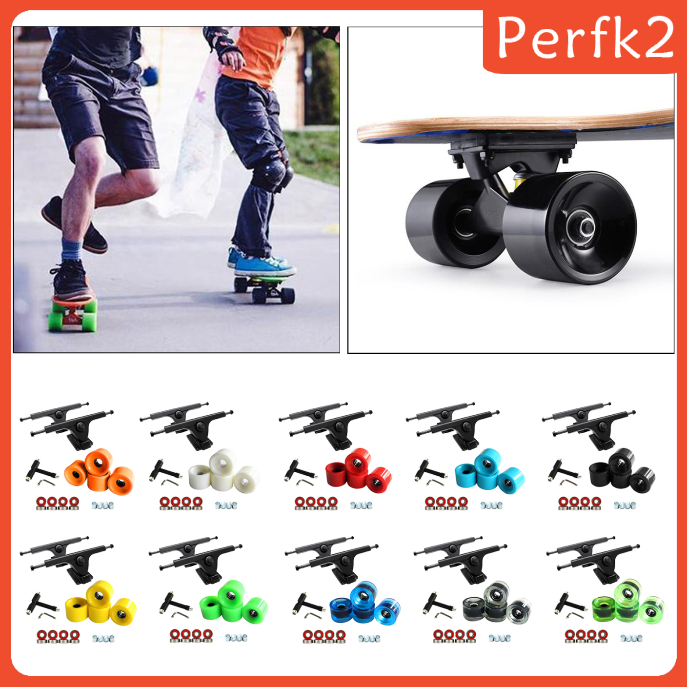 [PERFK2]Skateboard Trucks 7'' Bearings Longboard Wheel Roller T-Tool