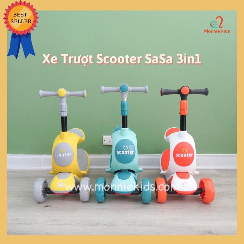 [CÓ SẴN] XE TRƯỢT SCOOTER 3IN1 SASA NHIỀU MÀU CHO BÉ