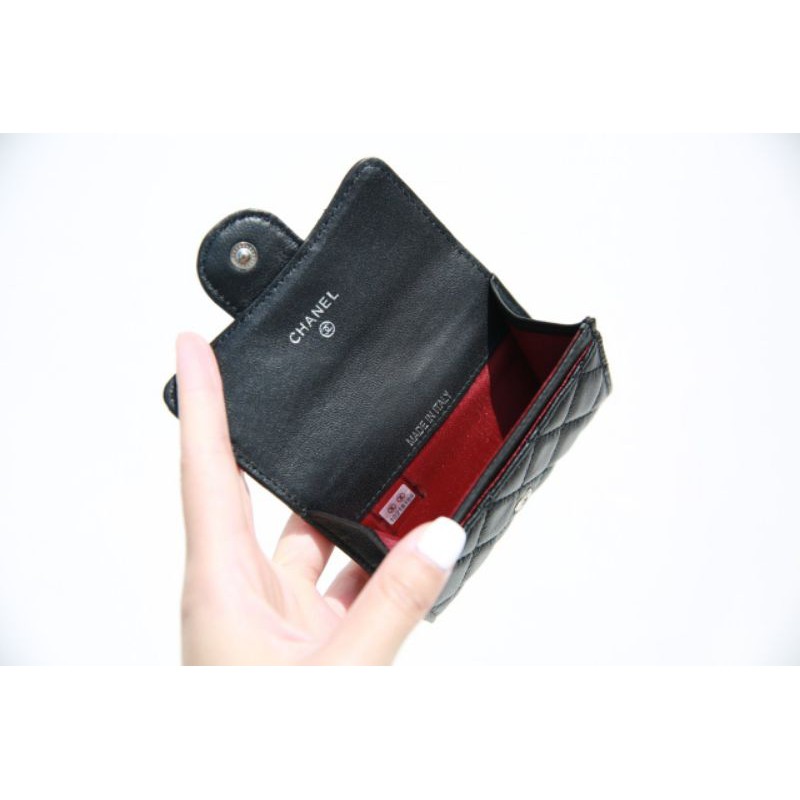 Ví nữ ngắn cao cấp thời trang mini 2 chất da tag bạc siêu xinh