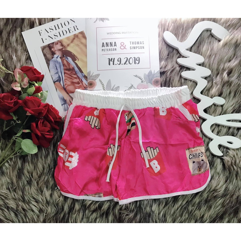 Quần đùi nữ lụa mịn, quần shorts mặc nhà, đi chơi, đi bơi 58kg đổ lại mặc vừa QD01 | BigBuy360 - bigbuy360.vn