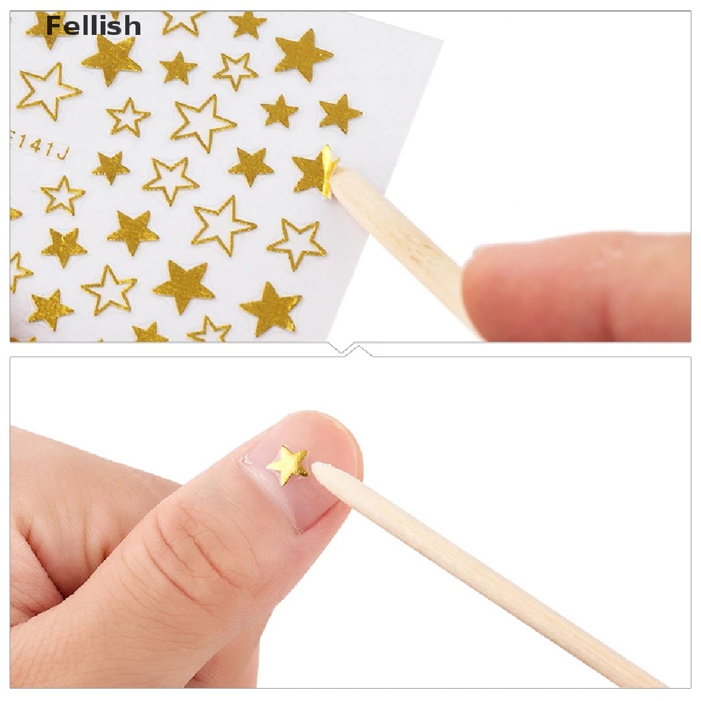 [Hàng mới về] Bộ 100 cây đẩy biểu bì bằng gỗ cam dùng để thiết kế móng tay nghệ thuật