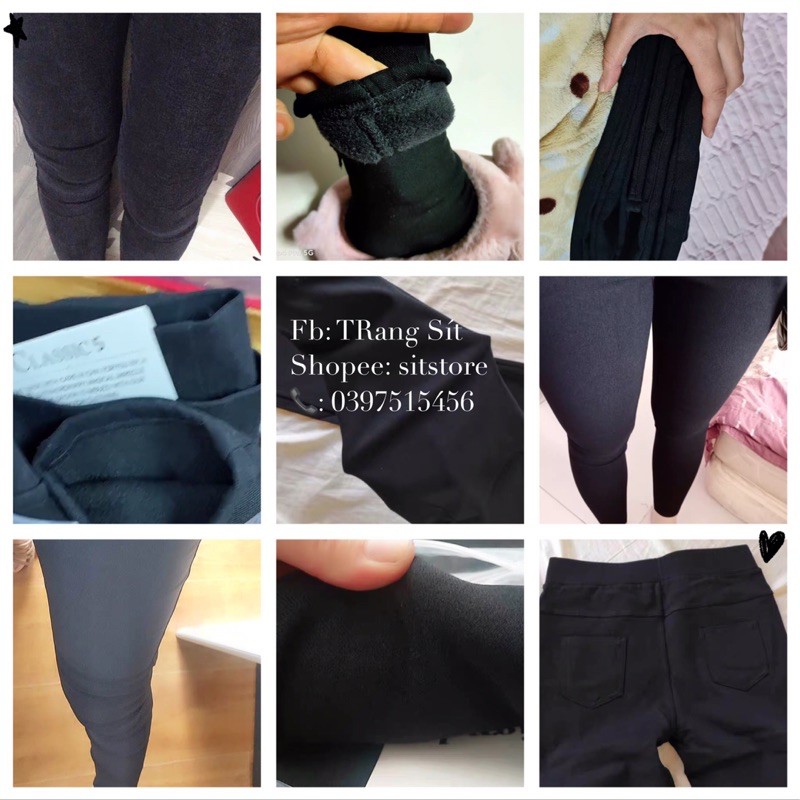 Quần legging thô giả bò cạp cao Loại 1 trơn/lót lông giữ nhiệt | BigBuy360 - bigbuy360.vn