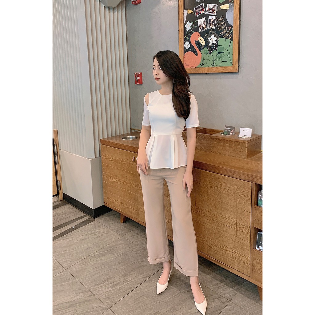 [Mã WABR20AG15 giảm 10% đơn 99K] Áo sơ mi ngắn tay xẻ vai - 20Again
