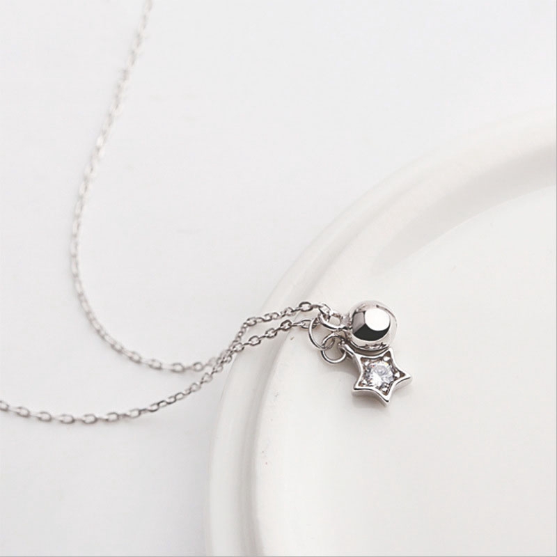 Vòng Cổ Necklace Charm Silver Star Crystal Clavicle Chain Necklaces Women Accessories