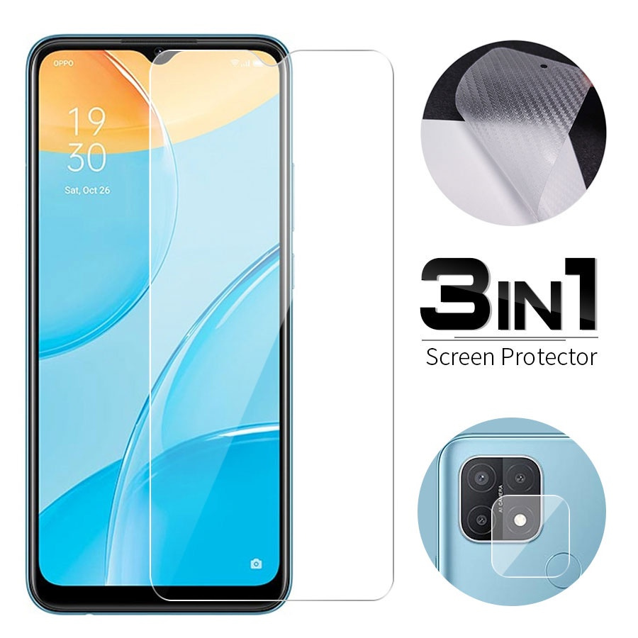 Set 3 miếng dán màn hình+mặt lưng+camera cho Oppo F11 F5 F7 F9 Pro A5 A53 A93 A15 A15S Reno 5 4g A3S A5S