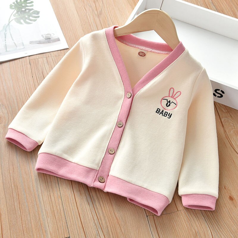2-6 Years Children Girls Knitted Cardigan Coats Fashion V-Neck Buttons Autumn Spring Outwear Sweater