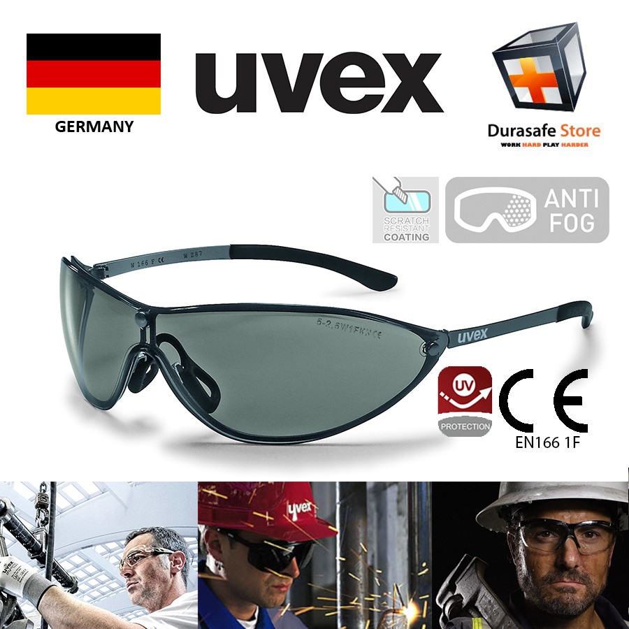 Kính Bảo Hộ UVEX 9153106 Racer MT thiết kế thể thao Khung kim loại Chống sương mù, Tròng Xám Khói (tặng kèm hộp)
